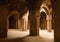 Masjed-e Jameh Mosque Ceiling with Roof Circle Window and Muqarna. Beautiful oldest iranian mosque dome interior design