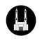 Masjid al Haram front vector icon. Al Haram mosque black and white vector icon