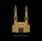 Masjid al Haram front vector icon. Al Haram mosque golden vector icon