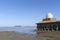 Masjid al-Husain in Kuala Perlis, Malaysia by the beach during low tide