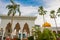 Masjid At-Taqwa mosque with its Golden dome and palm trees. Miri city, Borneo, Sarawak, Malaysia