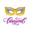 Mask carnival text for Mardi Gras or Venetian masquerade festival