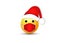 Mask Character Santa Claus hat. Merry Christmas Icon. Emoji Style. Wear a medical mask for coronavirus protection. Vector sign