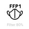 Mask FFP1 Filter, respirator icon. Editable line vector.