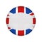 Mask on flag of England, Coronavirus. British flag in circle, banner of Great Britain, protection from virus, covid-19.