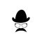 Mask in glasses hat with mustache template