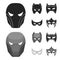 Mask on the head and eyes. Super Hero Mask set collection icons in black,monochrome style vector symbol stock
