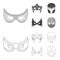 Mask on the head and eyes. Super Hero Mask set collection icons in outline,monochrome style vector symbol stock