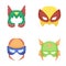 Mask on the head, helmet.Mask super hero set collection icons in cartoon style vector symbol stock illustration web.