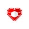 Mask heart logo symbol red color