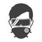 Mask icon for protection against coronavirus. Head of a man in a mask protecting from coronavirus. Isolated vector on a
