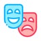 Mask People Emotions Vector Outline Illustration