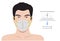 Mask pm 2.5 protection with man face . pollution air