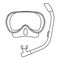 Mask and snorkel, isolated vector illustration, black outline