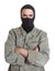 Masked burglar with crossed arms