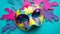 Masked celebration in vibrant colors, hiding mystery generated by AI