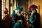 Masked couple at the carnival in Venice. Generative AI, Generative, AI