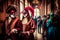 Masked couple at the carnival in Venice. Generative AI, Generative, AI