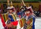 Masked dancers in traditional Ladakhi Costume performing during the annual Hemis festival