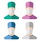 The masked doctor. Icon in a simple flat style. Four color options.