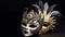 Masked elegance in a golden carnival of mystery generated by AI