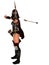 Masked female assassin archer looses arrow