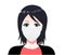 Masked girl. Cartoon face of a woman. Girl different emotions on their faces. Set of Vector Cartoon Anime Style
