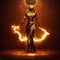 Masked goddess from ancient Egypt with golden aura