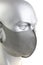 Masked mannequin offset on white background