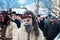 Masked men portrait on the winter ending Transylvanian traditional carnival