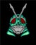 Masked rider cartoon green robot warrior sacred geometry for t-shirt design