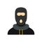 Masked robber icon, flat style