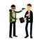 Masked thief character stealing briefcase from businessman Illustration