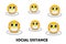 Masked yellow emoticons keep social distance due to virus