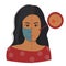 Maskne concept. Acne caused wearing face mask due to coronavirus pandemic. Flat dark skin brunette Indian Asian female character