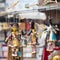 Masks, dolls and souvenirs in street shop at Durbar Square in Ka