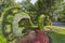 Masks made out of plant at the MosaiCulture 2018 held at Jacques Cartier Park