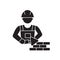 Mason bricklayer black vector concept icon. Mason bricklayer flat illustration, sign
