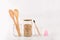 Mason jar, bamboo cutlery and toothbrush, menstrual cup. Zero waste kit. Eco friendly