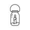 Mason jar candle holder. Linear DIY lantern icon. Black simple illustration of cozy home decor, hanging street lighting. Contour