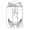 Mason jar with christmas candle icon inside