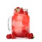 Mason jar of raspberry refreshing drink