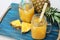 Mason jars with delicious pineapple juice