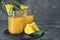 Mason jars with delicious pineapple juice