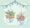 Mason jars with flower hanging in garlands