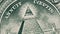 Mason Sign Symbol of the All Seeing Eye Rotates on a One Dollar Bill Close-Up