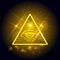 Masonic eye on golden shining background