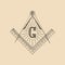 Masonic square and compass symbol, emblem, logo. Freemasonry vector illustration.