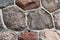 Masonry stone abstract texture on ancient foundation of cathedral. Old tile pattern