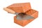 Masonry trowel with bricks, construction concept. 3D rendering